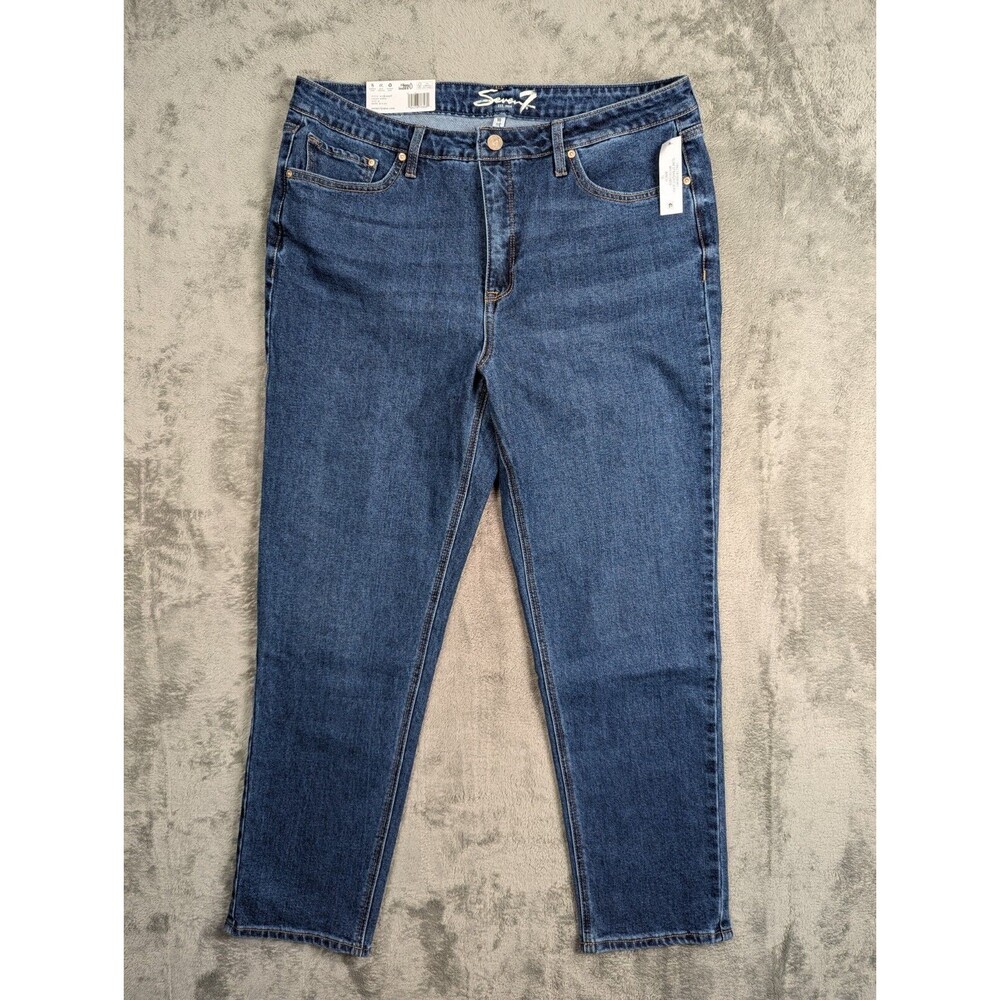 Seven 7 Jeans Women Size 16 Blue Denim Slim Straight Leg Five Pockets Design NWT